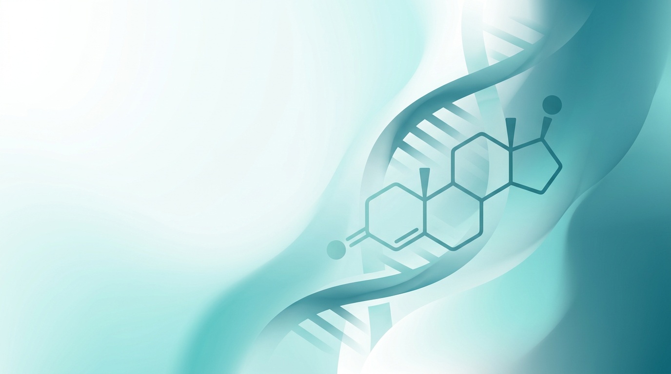 Abstrakte DNA-Doppelhelix verschmilzt mit einer symmetrischen Molekülstruktur
